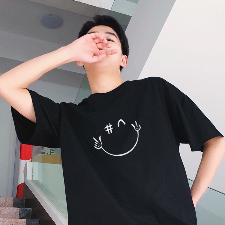 Áo phông tay lỡ nam nữ unisex form rộng ulzzang mặt cười vải dày mịn