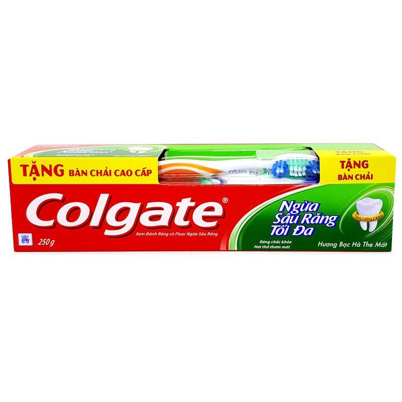 Kem đánh răng Colgate-Strong Teeth 250g - Tặng bàn trải cao cấp