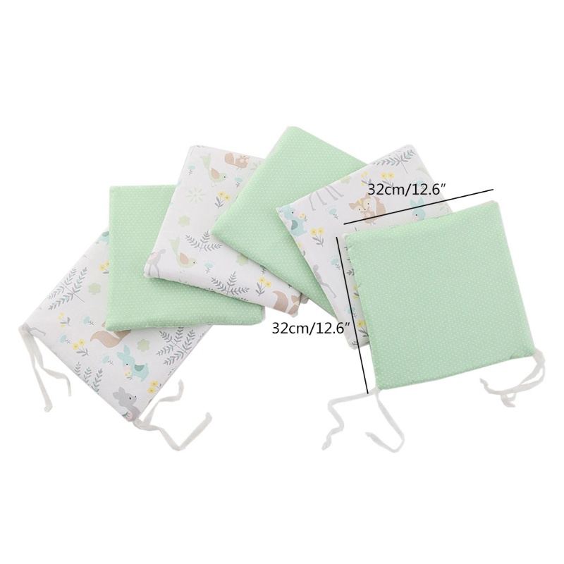 Set 6 Gối Chắn Giường Em Bé Sơ Sinh Bằng Vải Cotton Mềm Mại