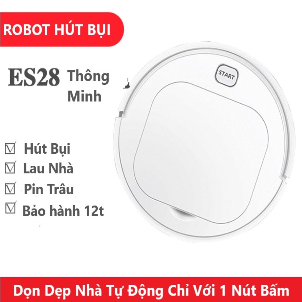 Robot ES28 Hút Bụi Thông Minh  100% Hiệu Quả Máy Lau Nhà - Sạch Sẽ - Cảm Biến Tự Động Di Chuyển - Không Gây Tiếng Ồn