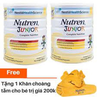 [Tặng 01 Khăn choàng tắm] Combo 2 lon Sữa bột Nutren Junior 800g