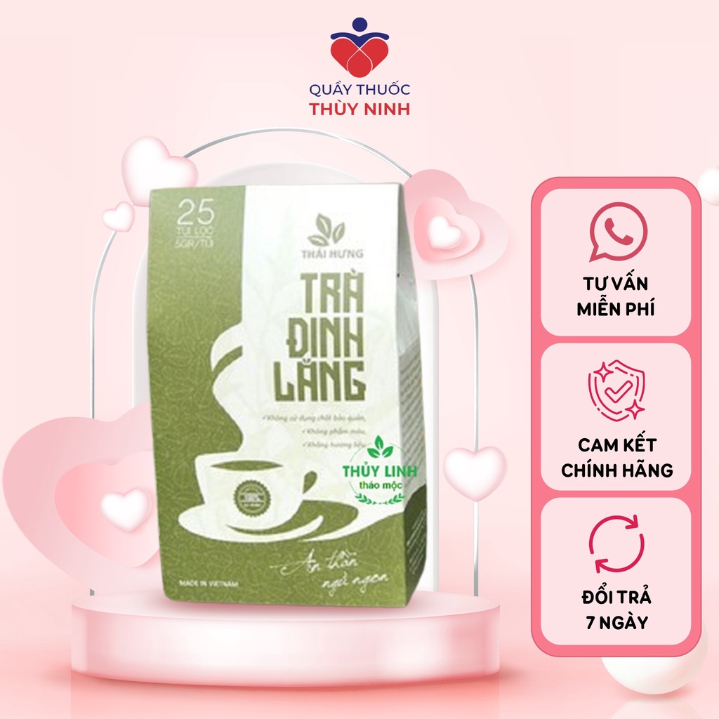 Trà Đinh lăng Thái Hưng (25 túi lọc x 5g) An thần, Ngủ ngon, Giảm Stress