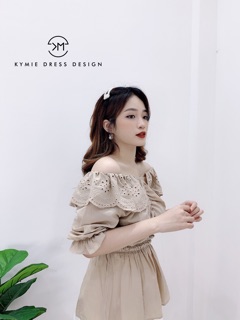 Áo vạt ren nhún eo