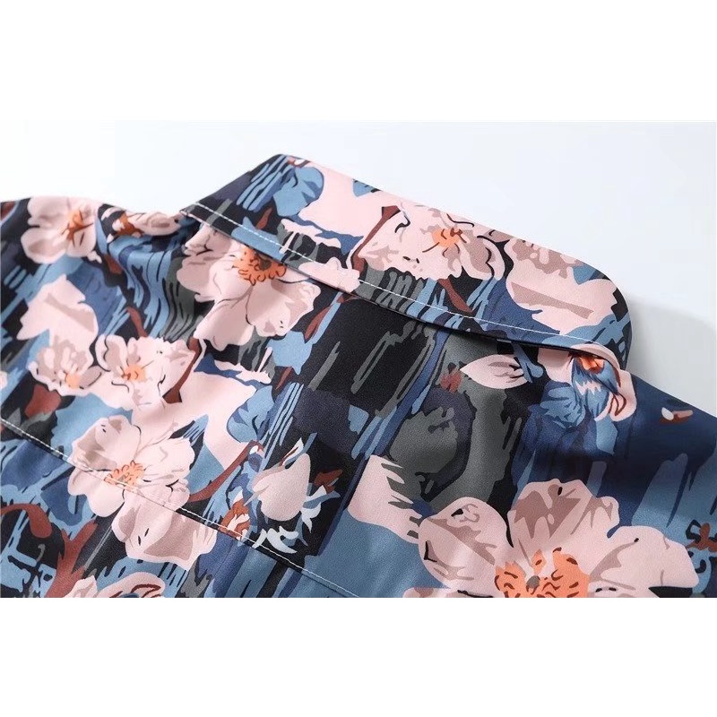 Áo Sơ Mi Tay Dài Dáng Rộng In Họa Tiết Hoa Phong Cách Hồng Kông Thời Trang Cho Nam 2022