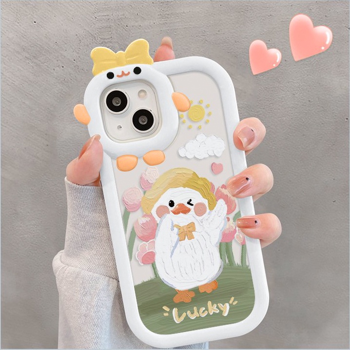 Ốp lưng iphone nơ camera hình vuông vịt lucky 6/6splus/7/7plus/8/8plus/x/xr/xs/11/12/13/pro/max/plus/promax-Awifi S3-9