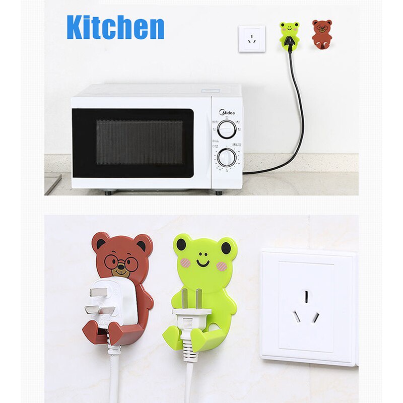 1 Móc Treo Phích Cắm Điện Dán Tường Bằng ABS Họa Tiết Hoạt Hình Động Vật Dễ Thương Chất Lượng Cao