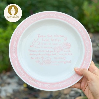 Đĩa gốm size lớn màu hồng bao quanh viền San Francisco Sen và Gốm SVG3627