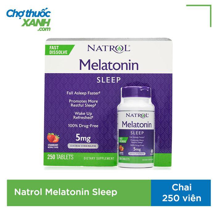 Natrol Melatonin 5mg điều hòa giấc ngủ, ngủ ngon, ngủ sâu giấc hơn, giảm âu lo, stress, Chai 250 viên