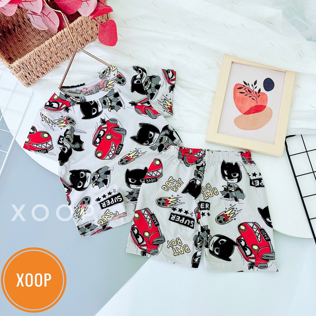 Xả  ! Size nhỡ b5  Bộ cộc xuất hàn chất cotton lạnh in tràn hàng quảng châu cho bé