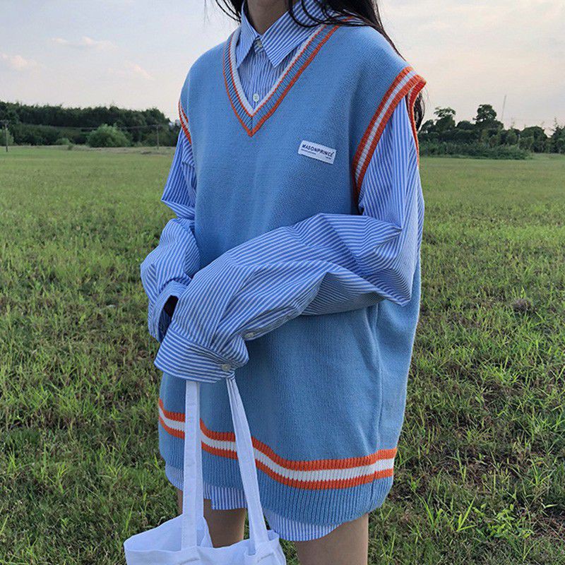 Áo Len Nữ Không Tay Cổ Chữ V Thời Trang Hàn Quốc