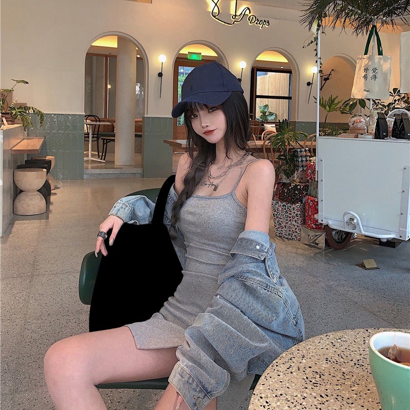 Đầm body 2 dây cổ vuông sexy, viền đính khuy cực sang chảnh | BigBuy360 - bigbuy360.vn