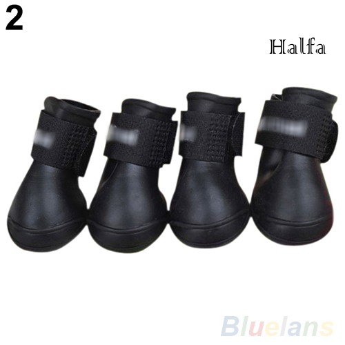 Bộ 4 đôi giày đi mưa bằng cao su chống nước màu ngọt cho thú cưng