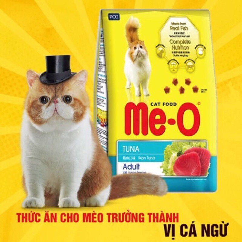 Thức ăn hạt Me-O cho mèo trưởng thành vị Cá ngừ, Cá thu, Hải sản gói 350g