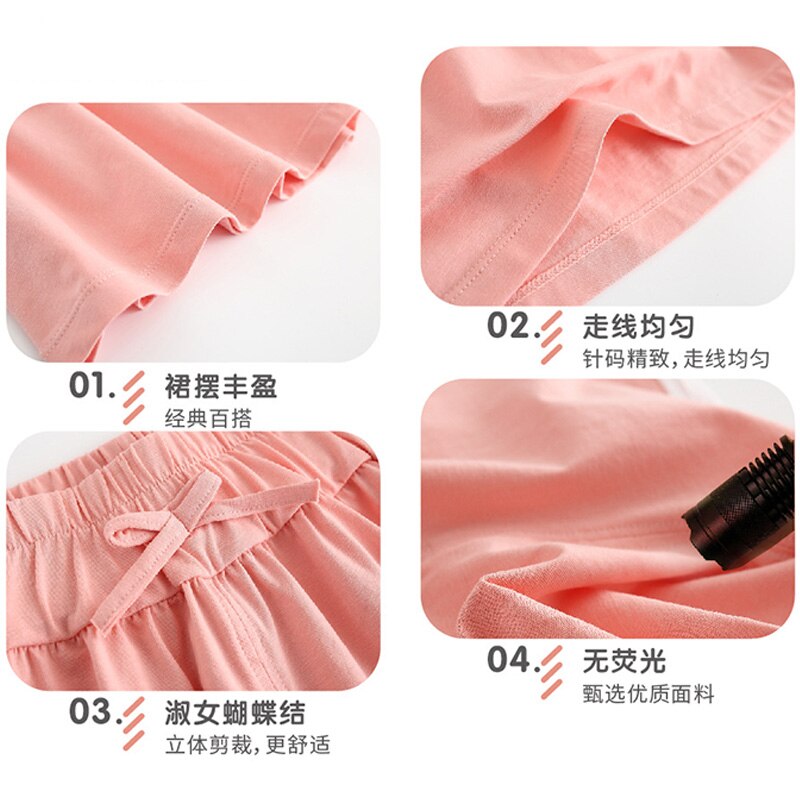 Quần Short Cotton Đi Biển Dáng Rộng Màu Trơn Thời Trang Mùa Hè Cho Bé Gái 4-9 Tuổi