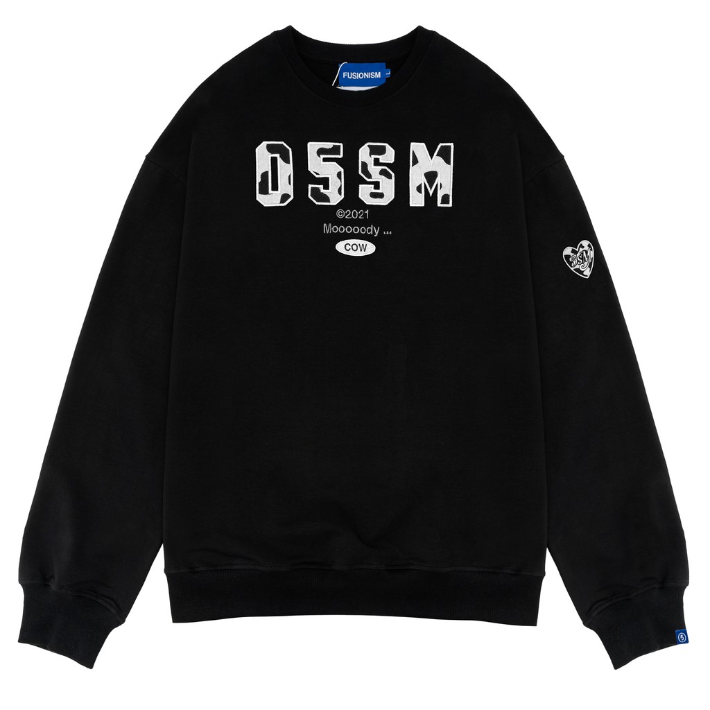 Áo Sweater Thêu Logo Bò Sữa 05SM Fusionism - Màu Trắng Đen - Unisex - Form Oversize
