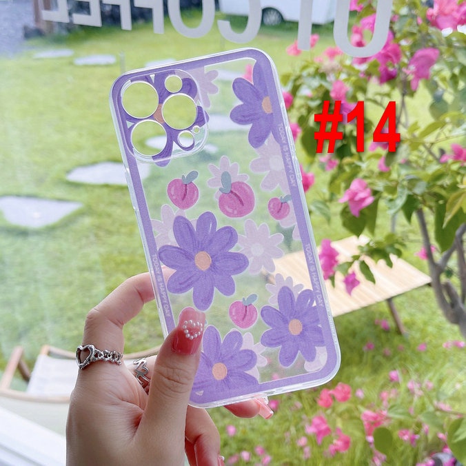 Samsung Galaxy M52 Note 20 Ultra S20 S10 Lite 10 Plus 8 9 4G 5G Cute oil painting Flowers Cherry Peach with Bow Chain Straight Edge Fine Hole Tpu Shockproof Anti-fall Clear Soft Phone Case Cover CES 12