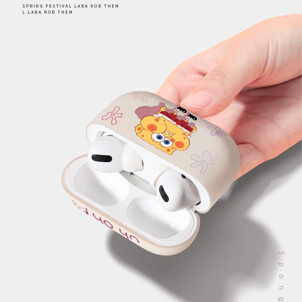 Vỏ Bảo Vệ Hộp Sạc Tai Nghe compatible AirPods Pro compatible AirPods3 3rd Generation Hình Spongebob SquarePants Bằng TPU
