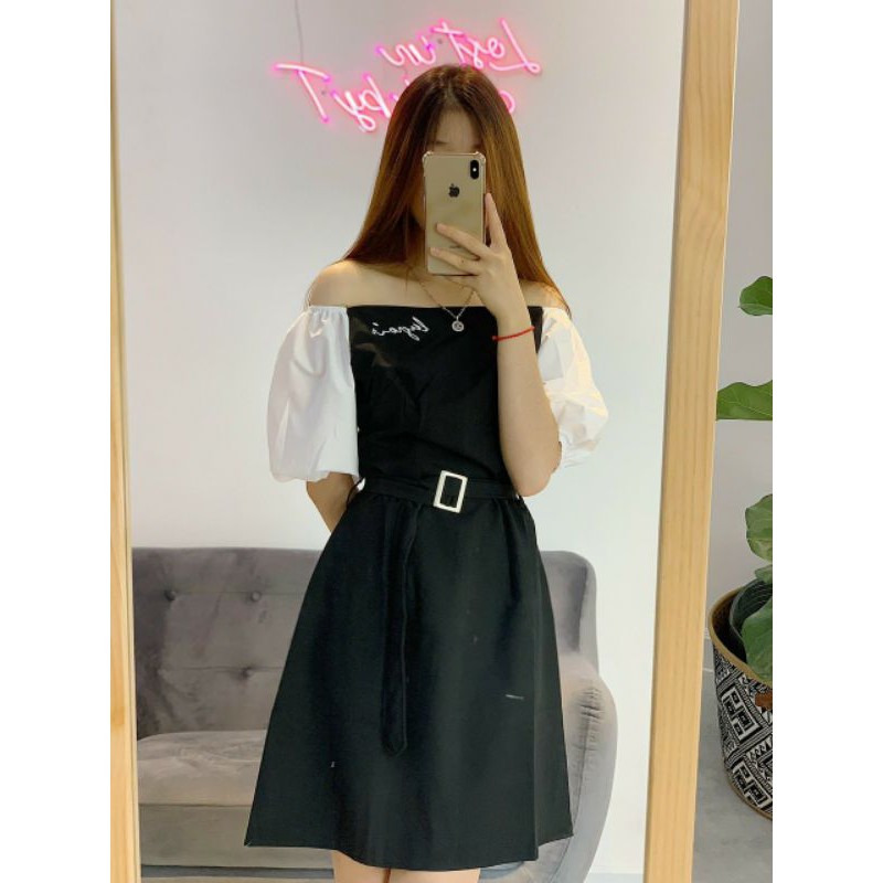 ĐẦM ĐEN PHỐI TAY BỒNG