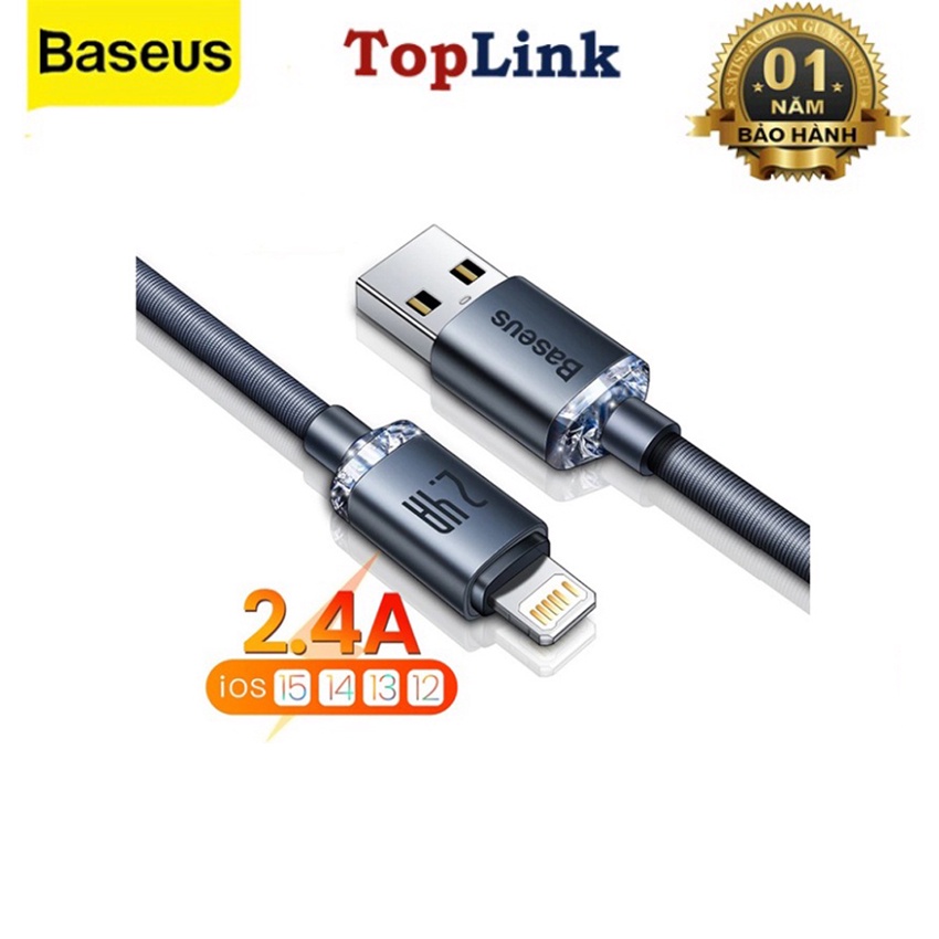 Dây Cáp Sạc Nhanh Iphone 2.4a Cổng Lighting Baseus CAJY0001 Siêu Bền Truyền Dữ Liệu Tốc Độ Cao 480Mbps - TopLink