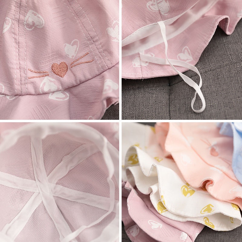 Mũ Tai Bèo Che Nắng Thêu Họa Tiết Hoạt Hình Thời Trang Xuân Hè Cho Bé