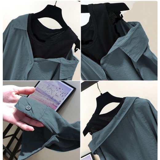 Áo sơ mi nữ phối cotton trễ vai điệu đà_A7032