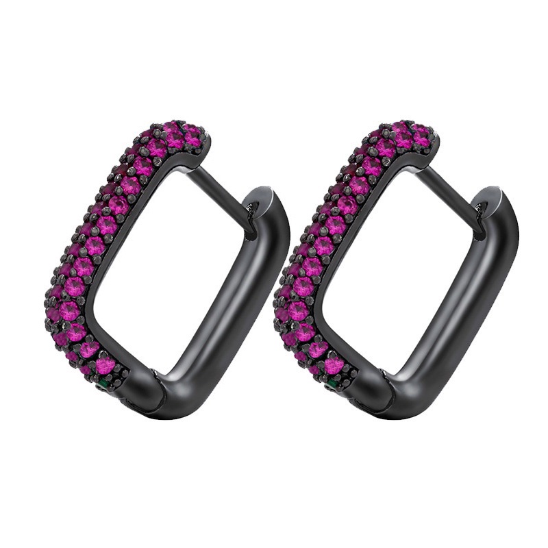 Khuyên Tai Tròn Màu Vàng Kim Đính Đá Zircon Màu Cầu Vồng Sang Trọng Y2K Dành Cho Thanh Thiếu Niên