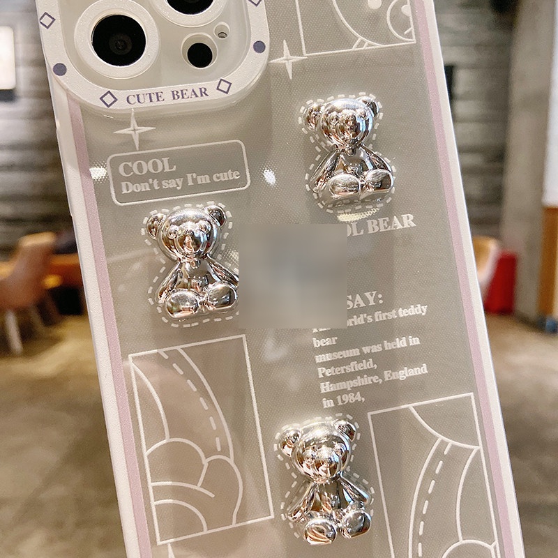 Ốp Điện Thoại In Hình Gấu 3D Cho IPhone 13 12 11 Pro Max XS Max XR X 8 7 Plus