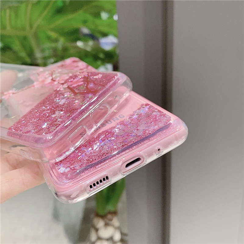 Ốp Điện Thoại Kim Tuyến Nước Hình Hoa Đào Cho Samsung Galaxy S23 S22 S21 S20 S10 S9 S8 + S21FE S20FE Note 20 10 + Ultra