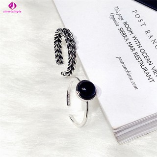 Nhẫn màu đen thời trang thiết kế kiểu mở phong cách vintage