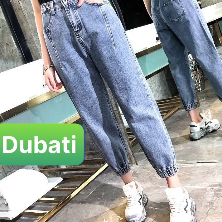 QUẦN BAGGY JEAN NỮ CHẤT BÒ LƯNG THUN XANH TÚM GẤU CO GIÃN  CAO CẤP DB-335 DUBATI FASHION | BigBuy360 - bigbuy360.vn