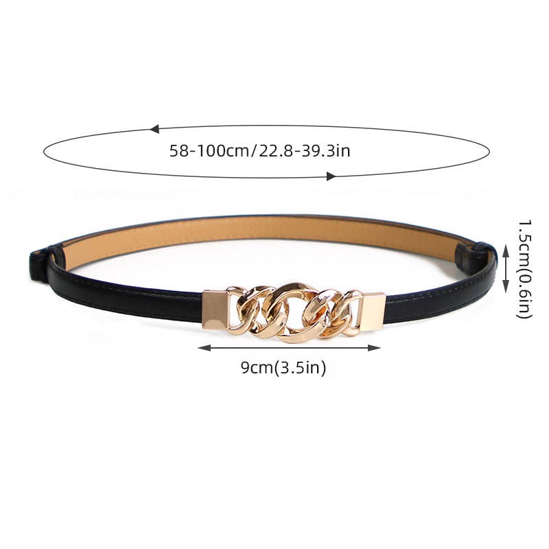 Thắt Lưng Da PU Màu Trơn Với Khóa Kim Loại Độc Đáo Cho Nữ