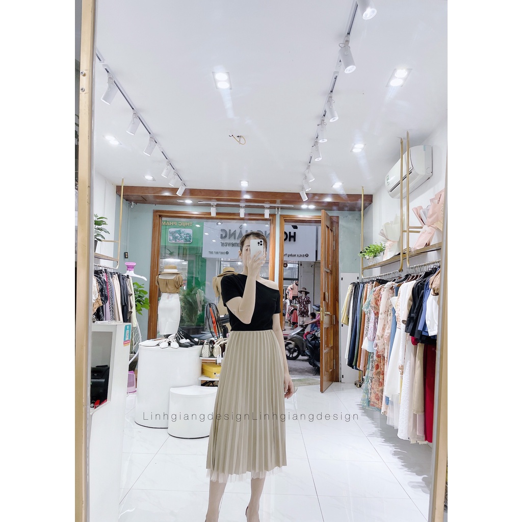 Chân váy xếp ly dài 2 lớp mềm mịn