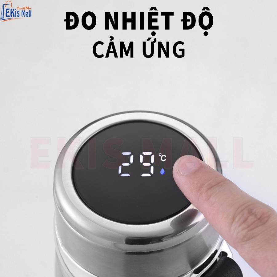 Bình nước thể thao giữ nhiệt cao cấp inox 316 Đo Nhiệt kế cảm ứng chạm