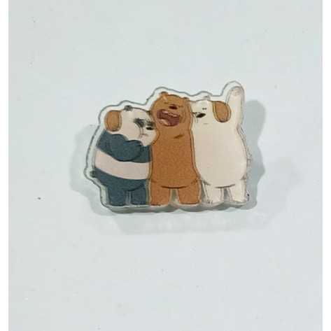 Huy hiệu ba anh em gấu HHI29 cài áo bare bear balo sticker túi đeo hoạt hình dễ thương idol thần tượng