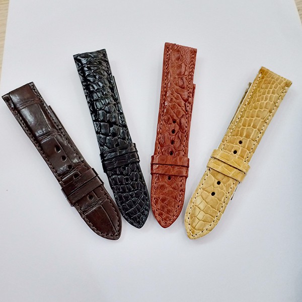 Dây đồng hồ da cá sấu gai nổi size 22mm may tay Konavis