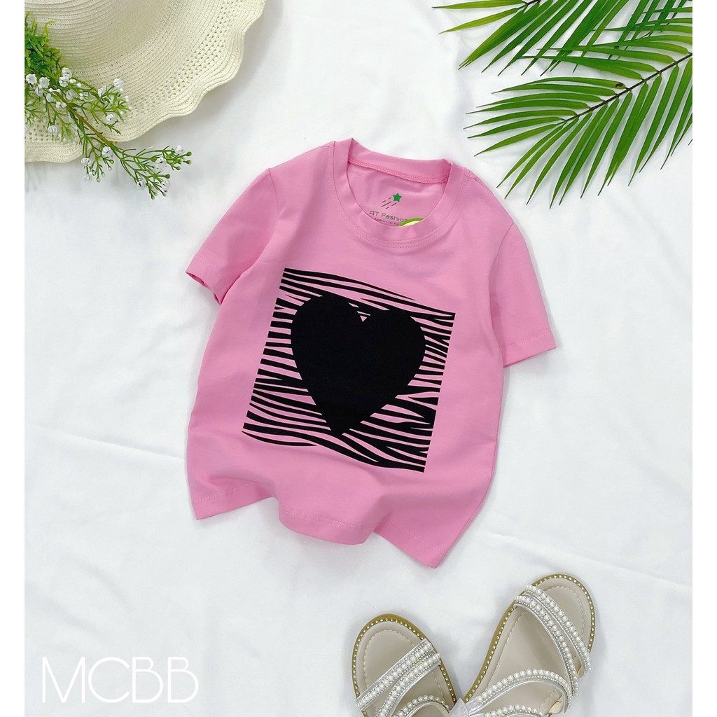 MCBB - Size Lớn 48-68 Kg Áo Phông Nữ Cotton Mẹ Và Bé Gái Trái Tim Áo Thun Nữ Cổ Tròn Ngắn Tay Trẻ Em Từ 1-16 Tuổi Bộ AS8
