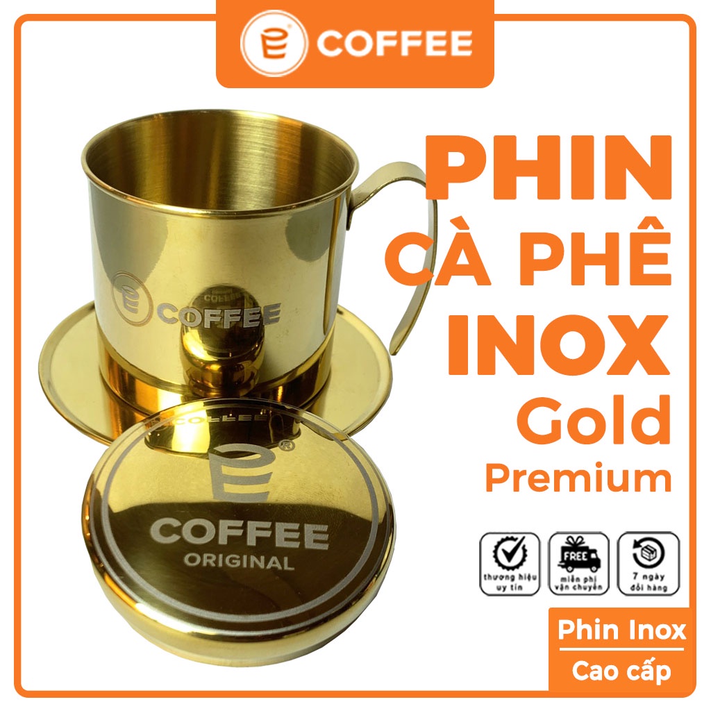 Phin cà phê Inox cao cấp E-COFFEE (Mầu vàng) Coffee Stanless Steel Coffee Filter sử dụng phin pha cà phê bột nguyên chất
