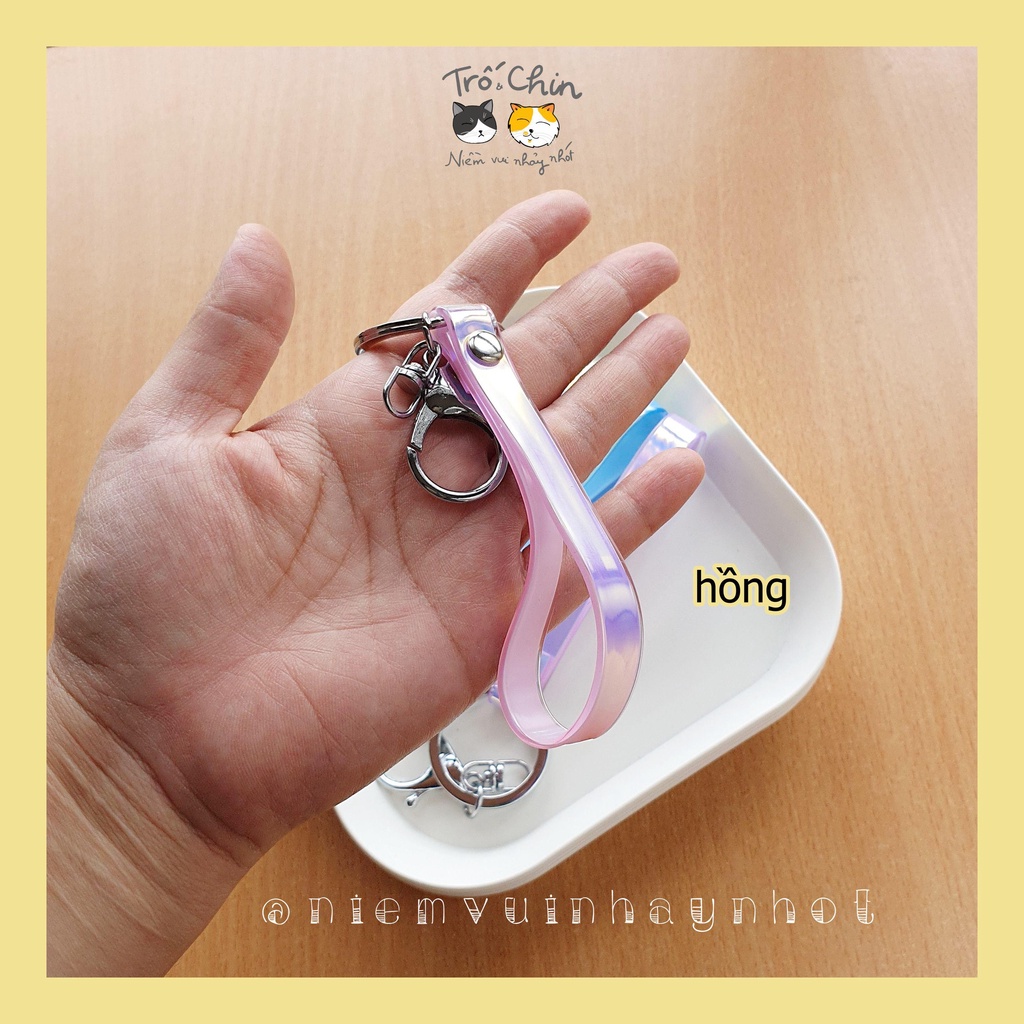 Móc khóa, phôi móc khóa lấp lánh nhiều màu ánh hologram xà cừ