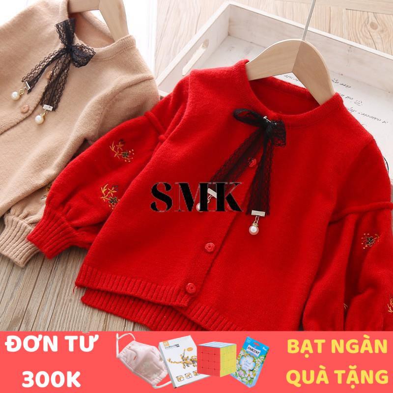 [HÀNG QUẢNG CHÂU CAO CẤP] Áo khoác len tay bồng màu đỏ cho bé gái cực xinh Smartkids TE1537