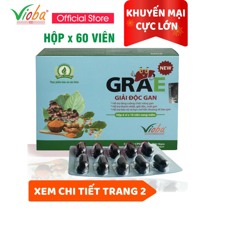 Thanh nhiệt, giải độc, mát gan, hạ men gan. Hỗ trợ phục hồi viêm gan A, B, C, gan nhiễm mỡ. GRAE hộp 60 viên