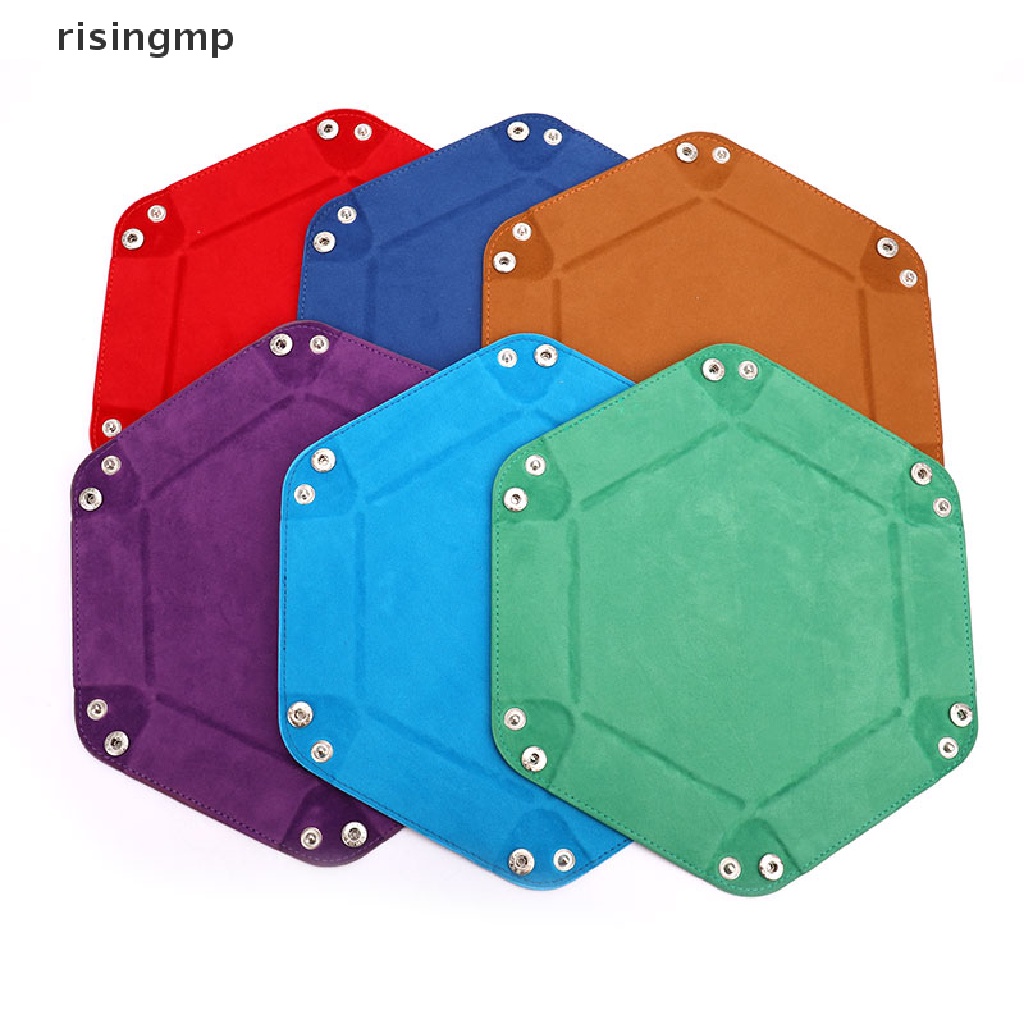 Khay Đựng Xúc Xắc Bằng Da PU Hình Lục Giác / Vuông Gấp Gọn Tiện Dụng ♨Trên đó