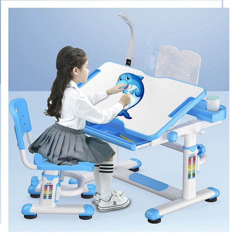 ⭐Ảnh thật⭐ Bàn học cho bé kèm đèn kỹ thuật số và ghế BAH057