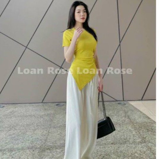 Áo thun tay ngắn  kiểu vạt nhọn rút dây 1 bên hot hit A15