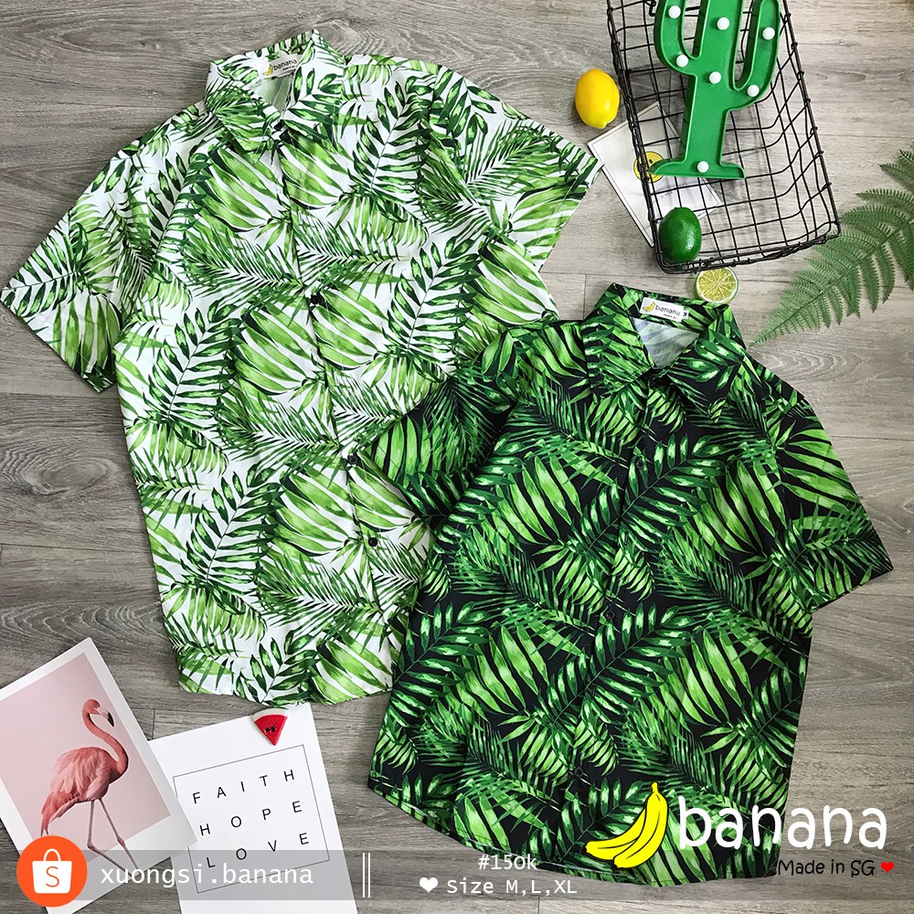 [Banana]- Áo sơ mi lá xanh (M, L, XL)