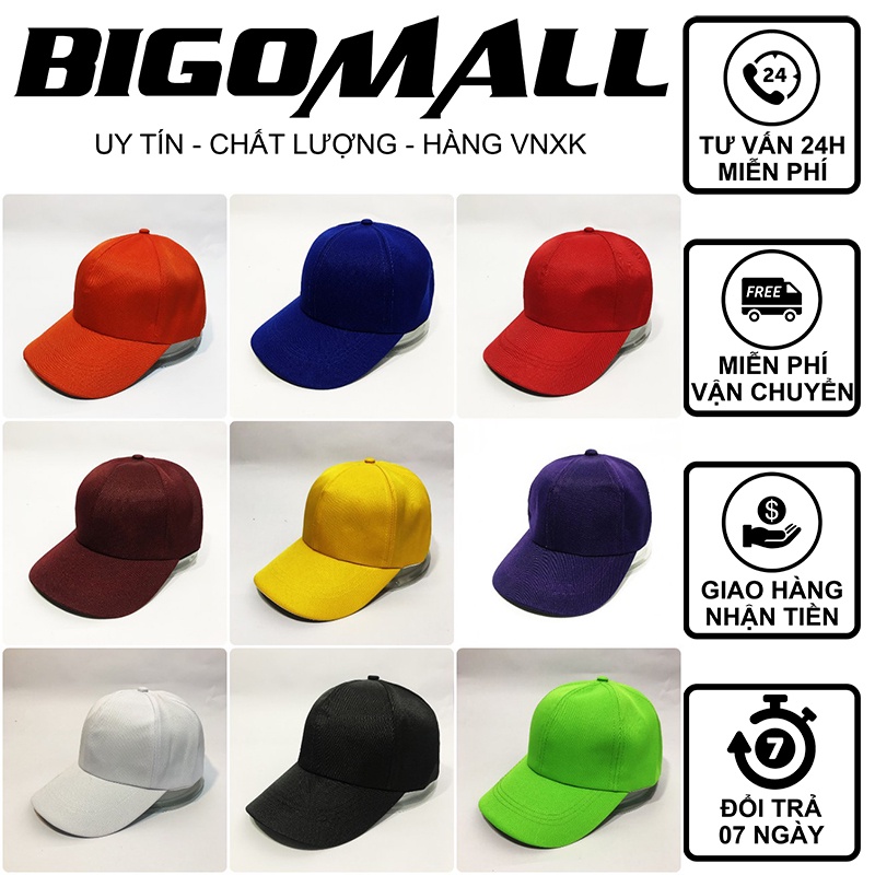 Mũ lưỡi trai trơn full màu BIGOMALL - Nón lưỡi trai hót trend chất kaki dày dặn