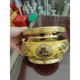 Lư hương 3D vàng rồng cao cấp ngang 10cm