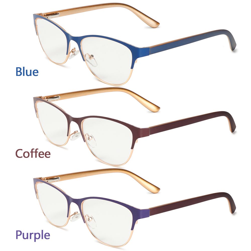 NIUYOU [Ready Stock] Reading Glasses Anti-fatigue Optical Eyewear Diopter +1.0 +3.5 Magnification Clear Lens Retro Metal Half Frame Presbyopic Eyeglasses