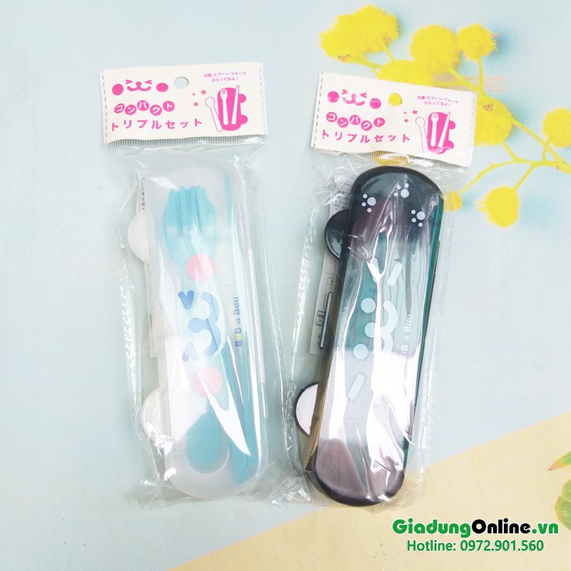 Bộ đũa, thìa, dĩa cho bé kèm hộp đựng - Larva Store