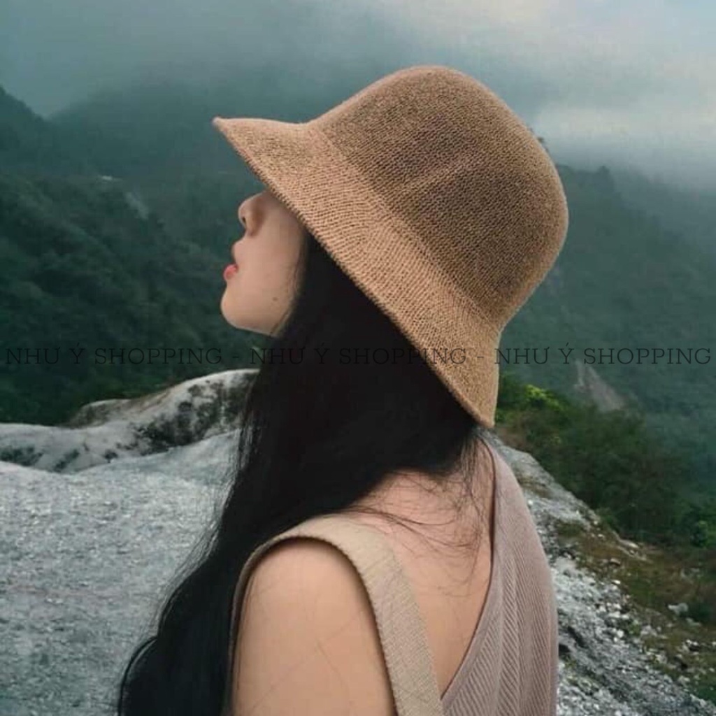 Mũ cói nón cói nữ chữ M siêu xinh vành nhỏ