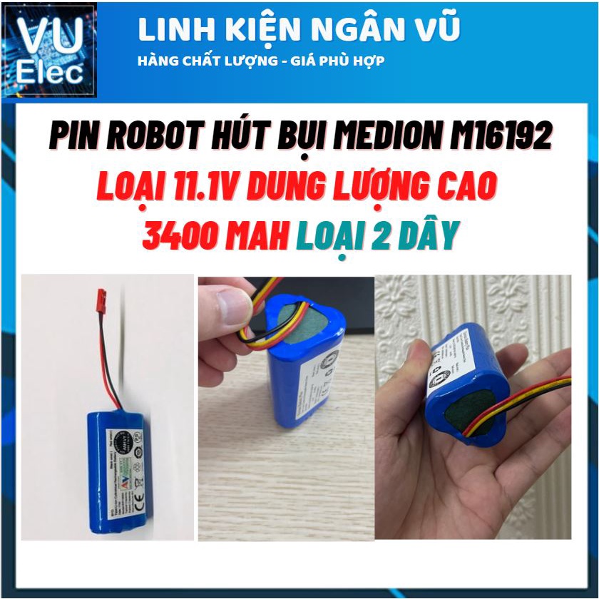 pin robot hút bụi lau nhà Medion M16192 Dung Lượng Cao 3400mah